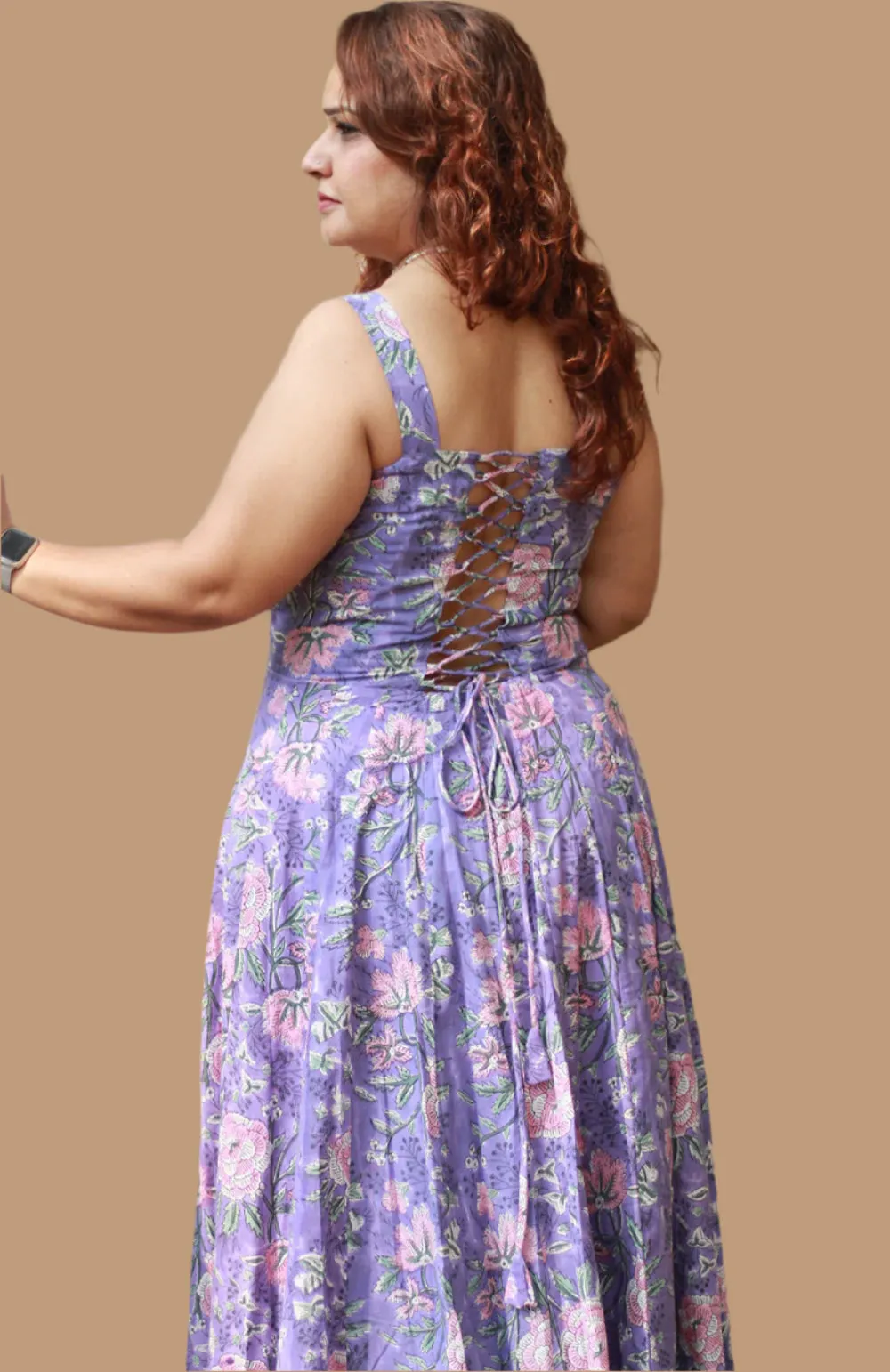 Tarangini | Long  Kali Dress | Purple Sanganeri