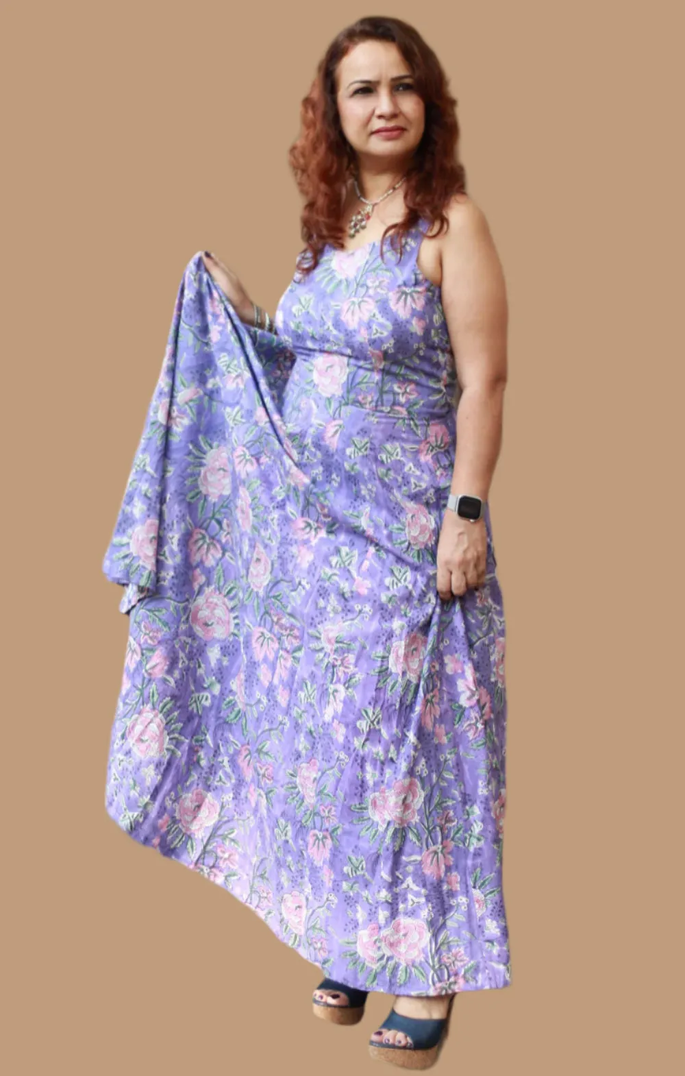 Tarangini | Long  Kali Dress | Purple Sanganeri