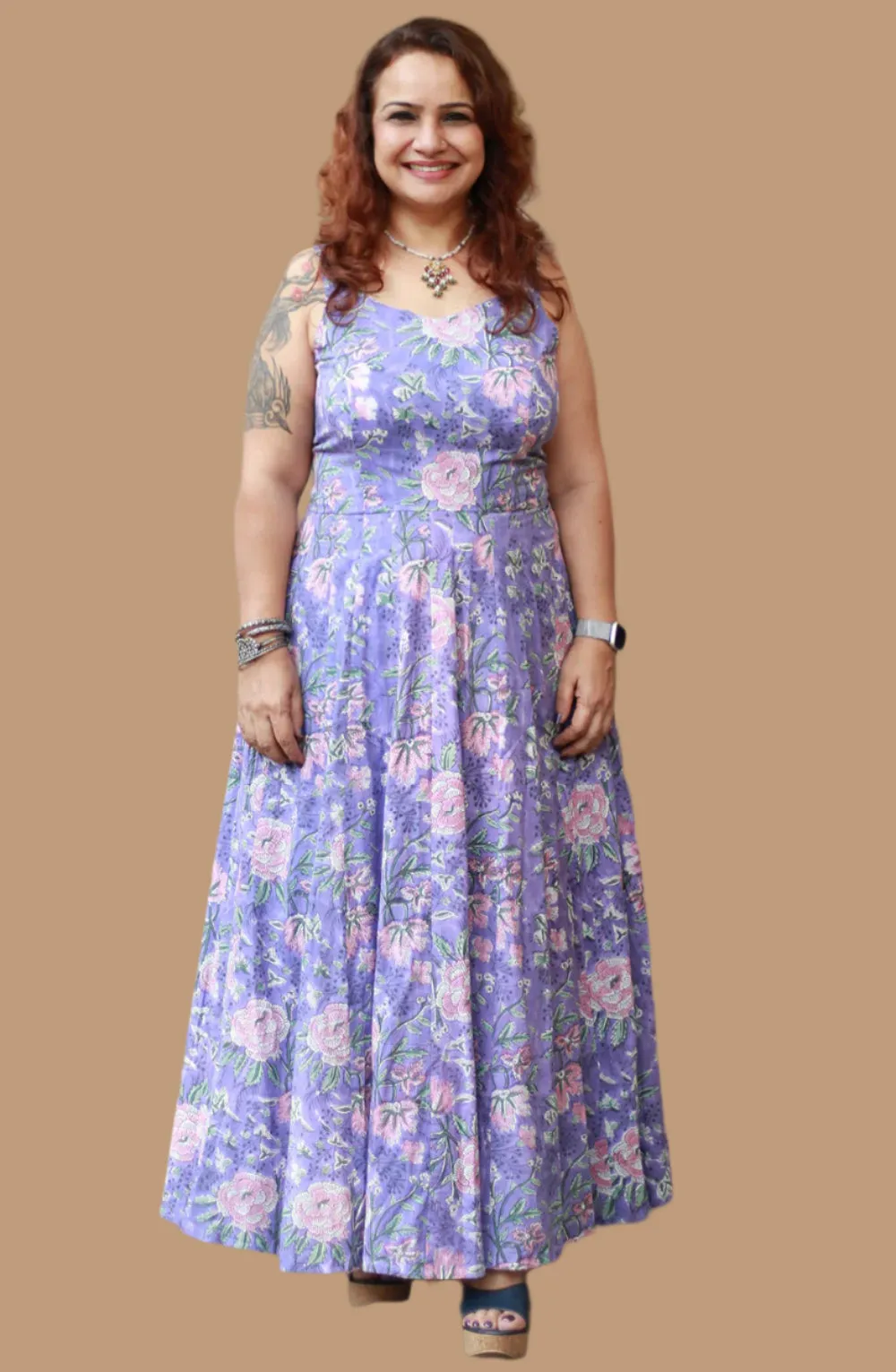 Tarangini | Long  Kali Dress | Purple Sanganeri