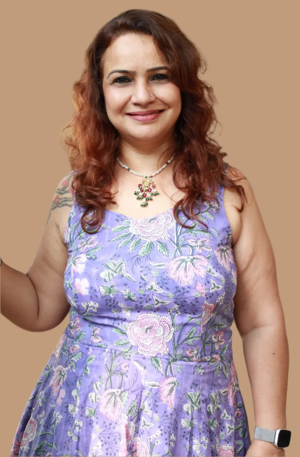 Tarangini | Long  Kali Dress | Purple Sanganeri
