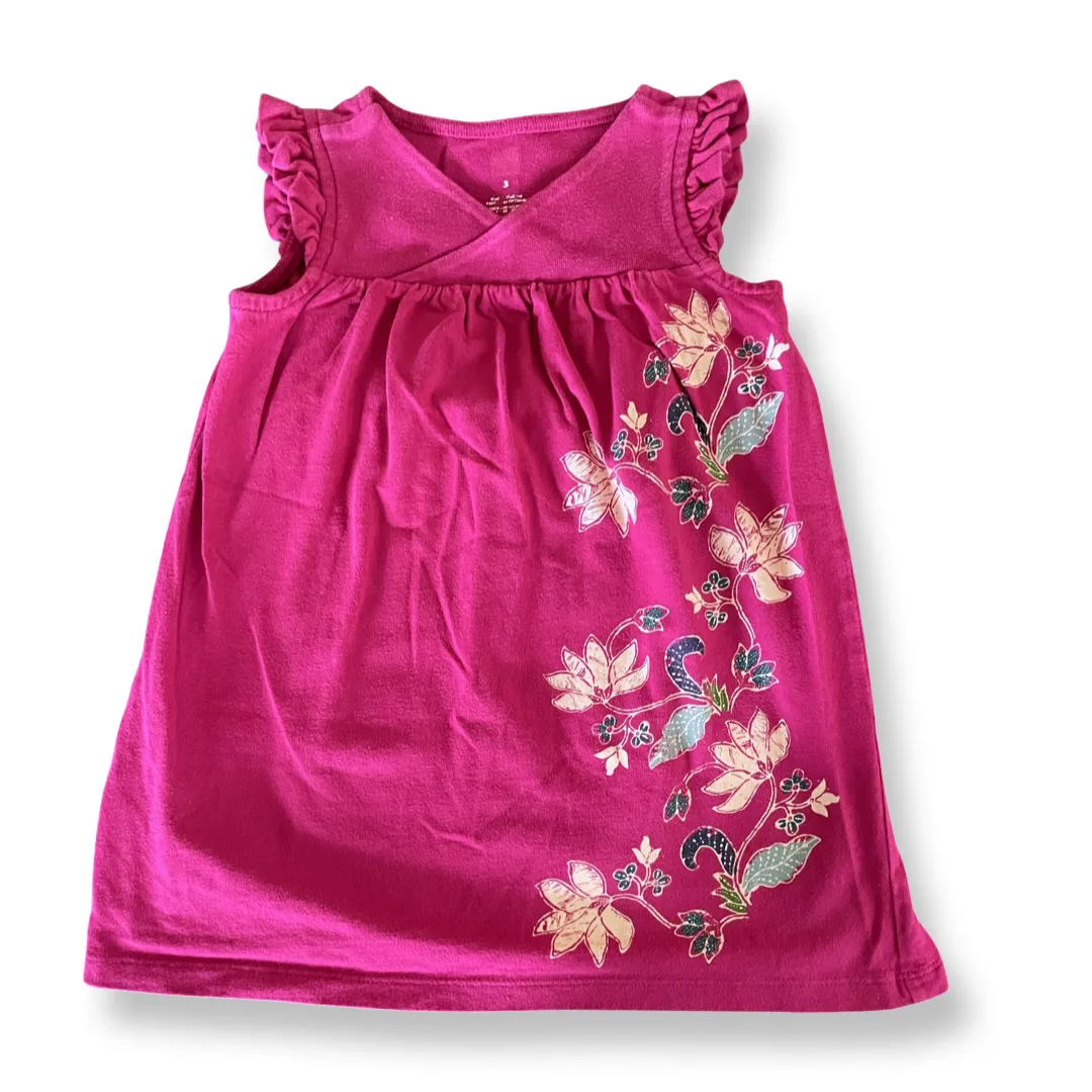 Tea Collection Fuchsia Dress with Flowers - 3T