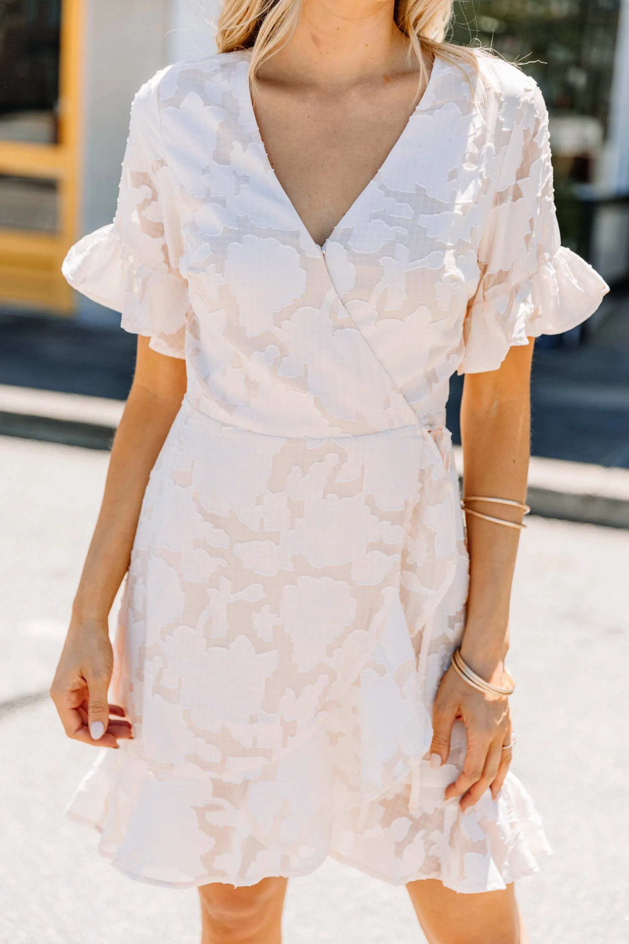Tell You Everything Ivory White Wrap Dress