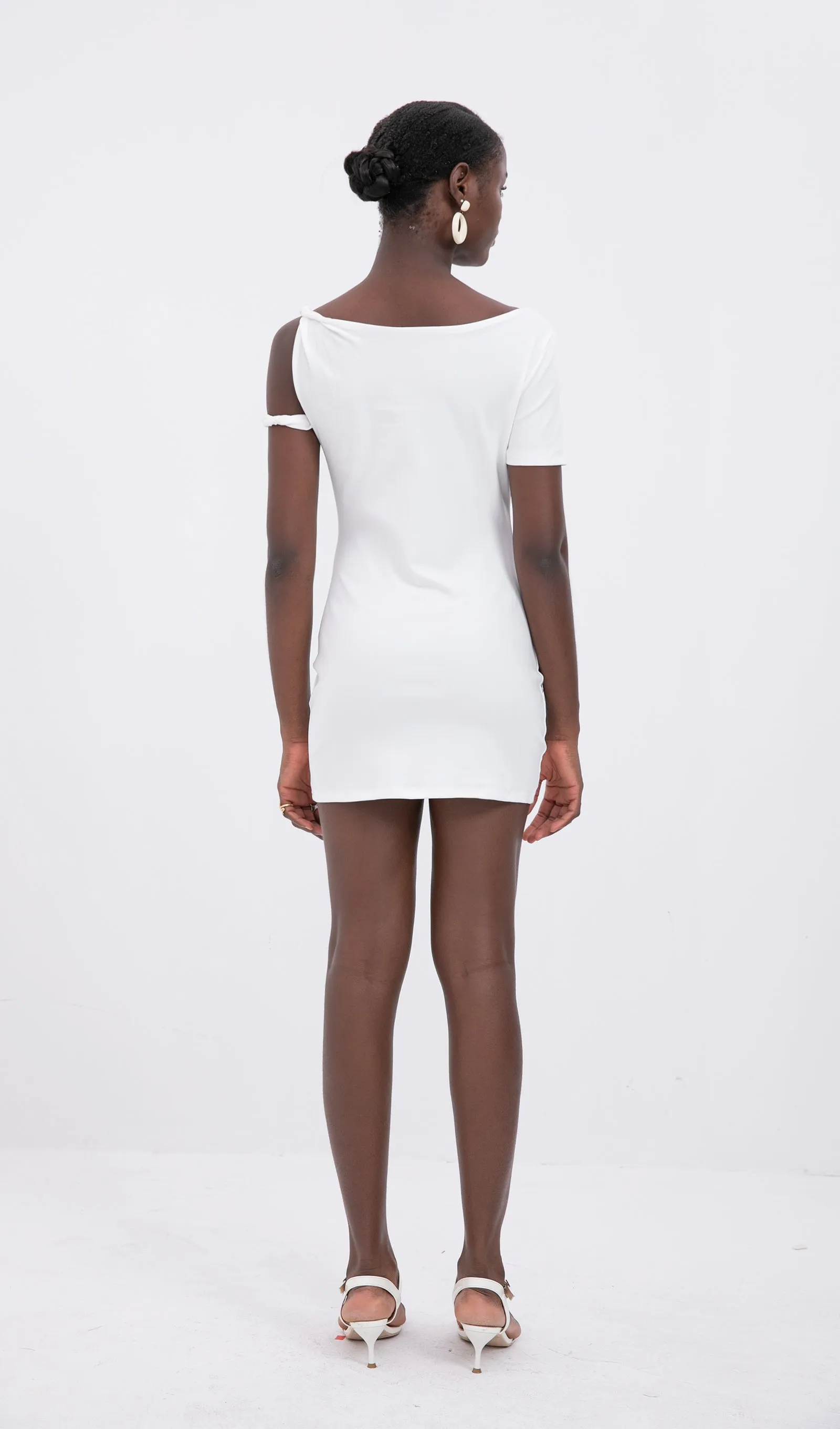 Trendy Twist Strap Bodycon Mini Dress-White