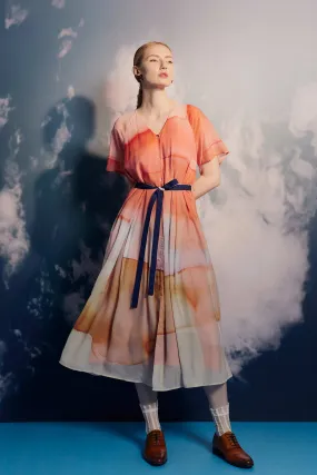 V-Neck Box Pleat Midi Dress (Evolve)