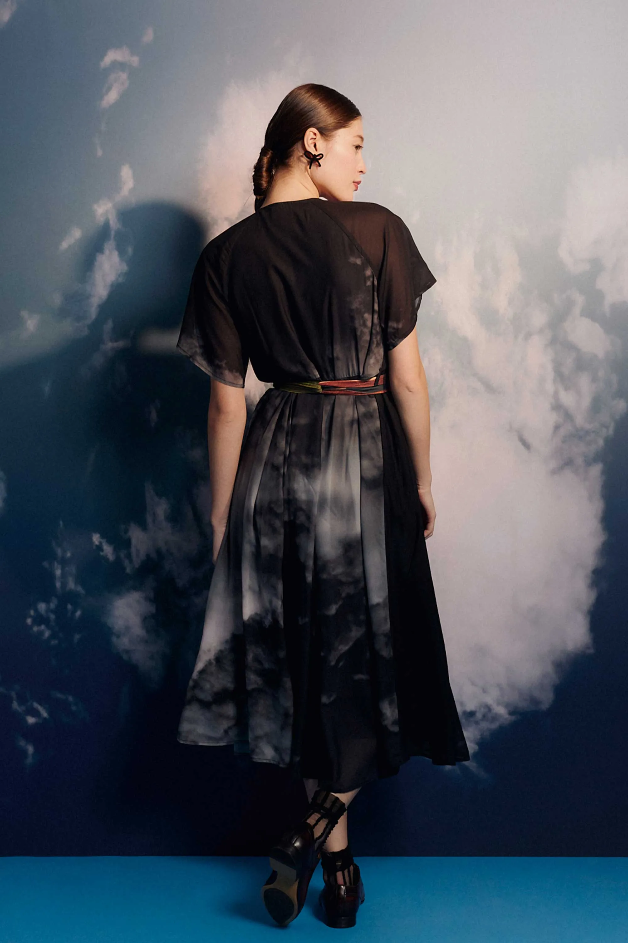V-Neck Box Pleat Midi Dress (Syed Alwi)