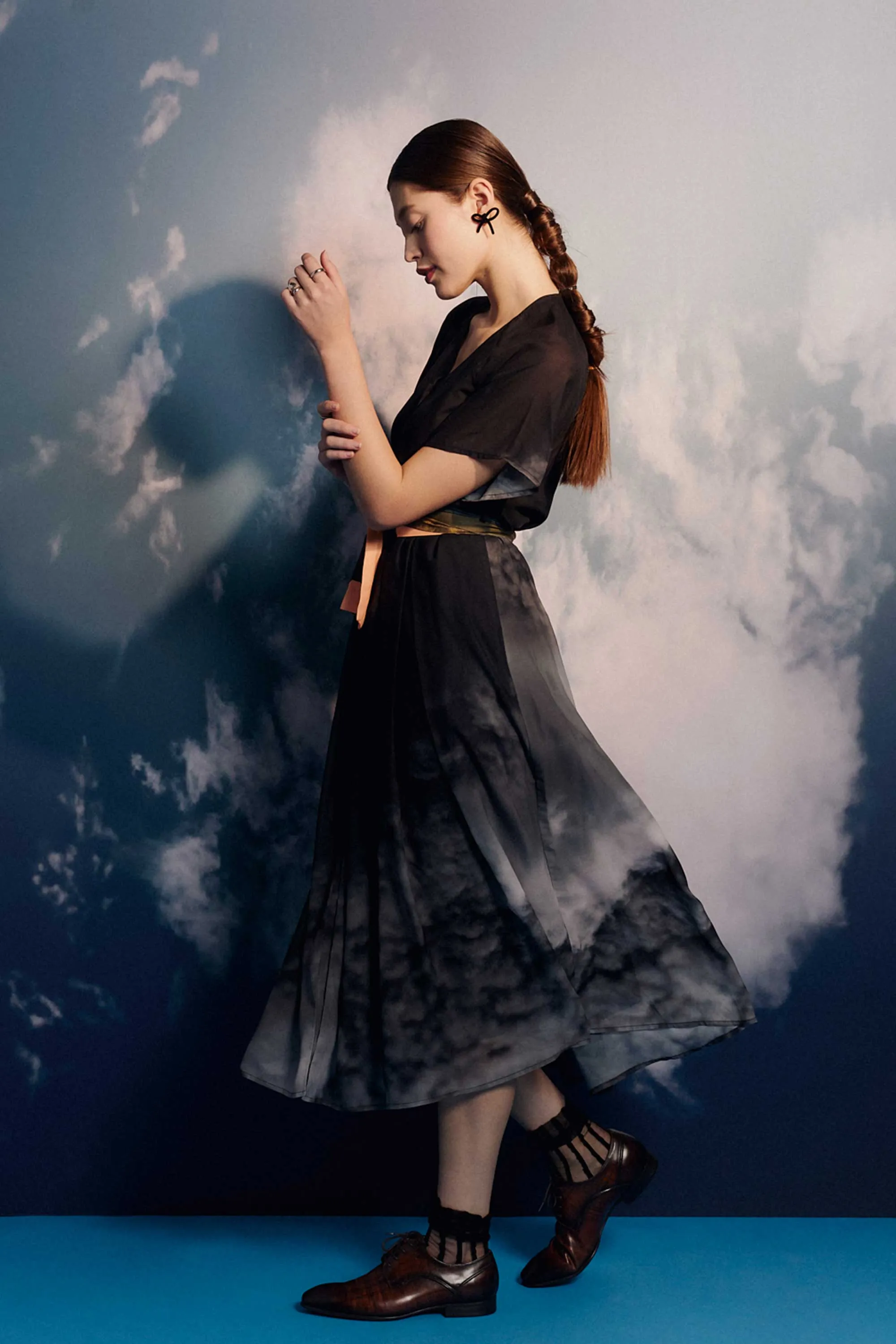 V-Neck Box Pleat Midi Dress (Syed Alwi)