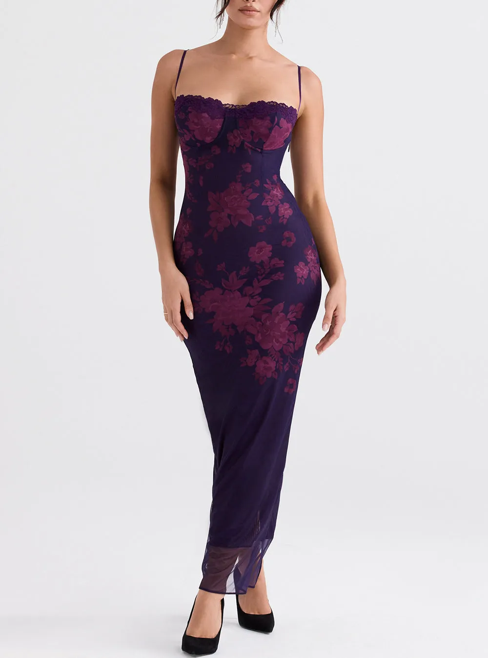 Wenkouban-Christmas Thanksgiving Gift New Year's Eve Dress party look inspos back to school dress  Aiza Grape Floral Print Maxi Dress