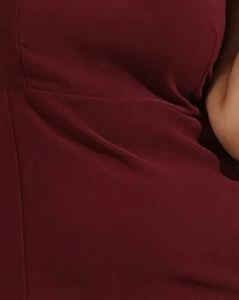 Women Solid Maroon Casual Dresses | Red