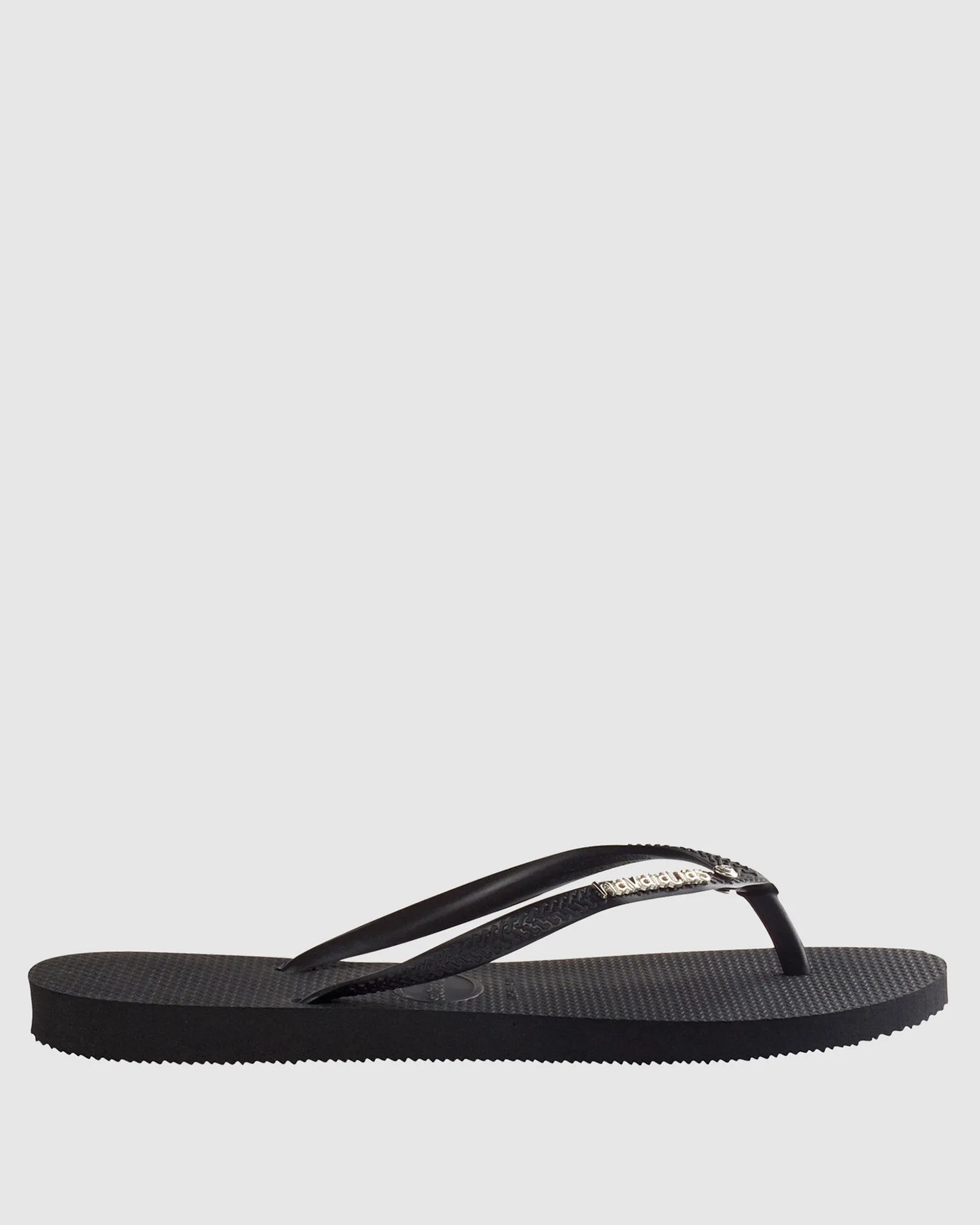 WOMENS SLIM METAL LOGO CRYSTAL THONGS