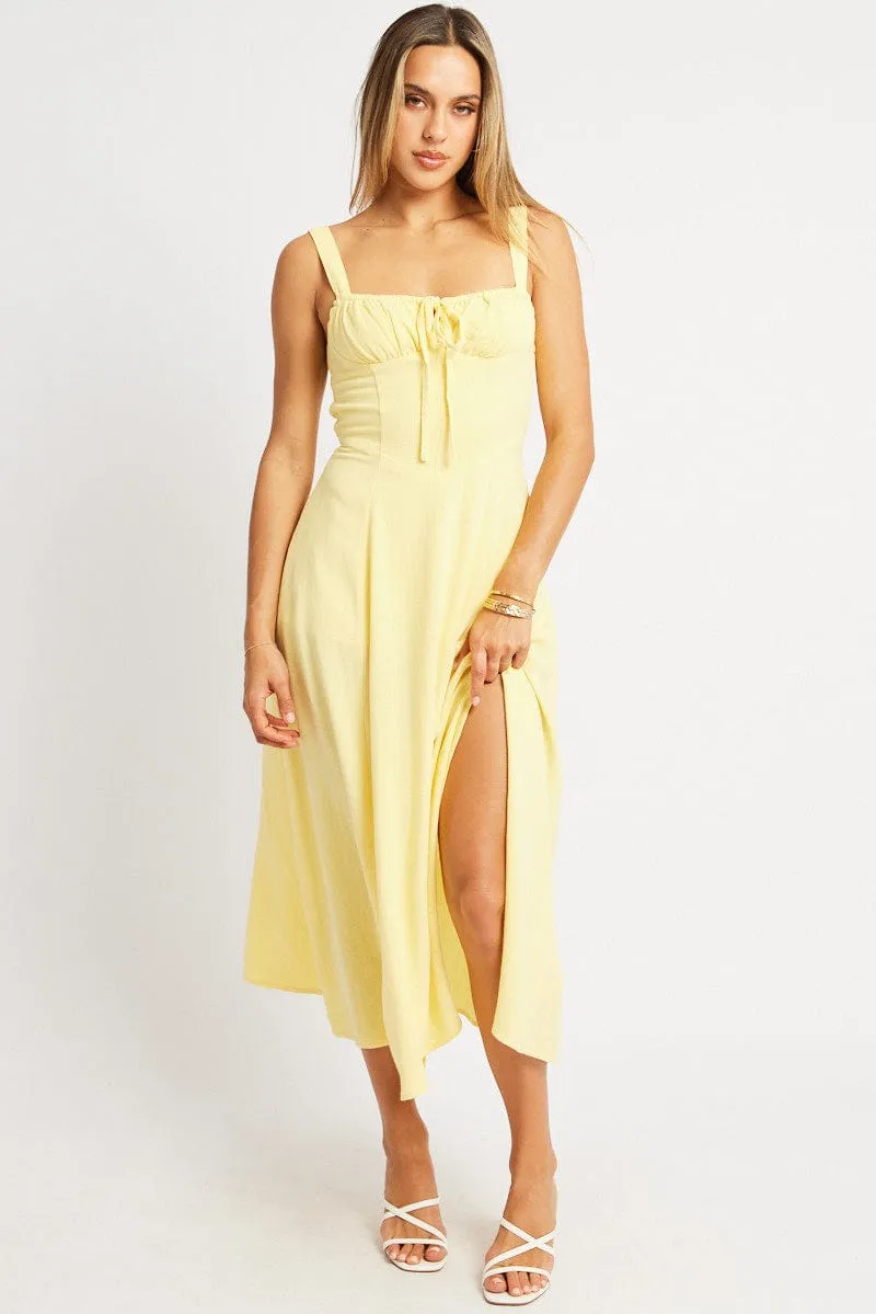 Yellow Maxi Dress Corset Detailed