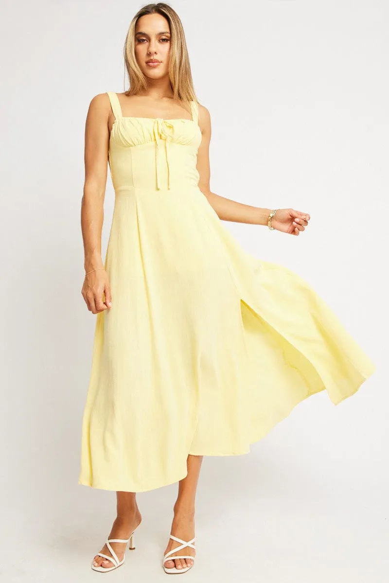 Yellow Maxi Dress Corset Detailed