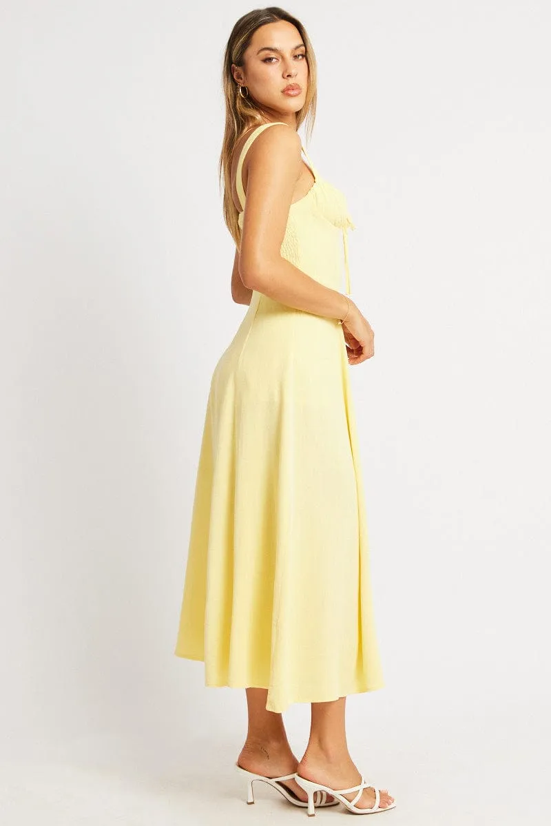 Yellow Maxi Dress Corset Detailed