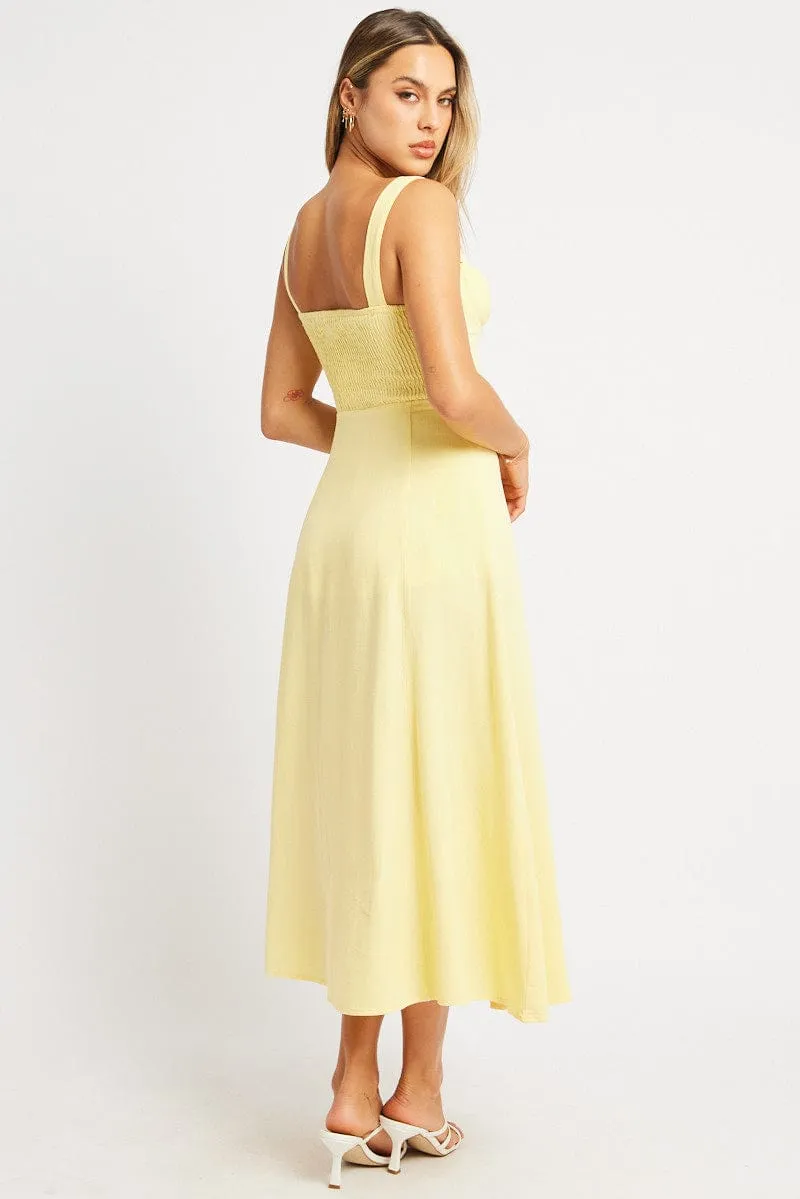 Yellow Maxi Dress Corset Detailed